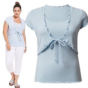 TORRID NWOT Fitted Supersoft Rib Lettuce Edge Cami‎ Shrug Set